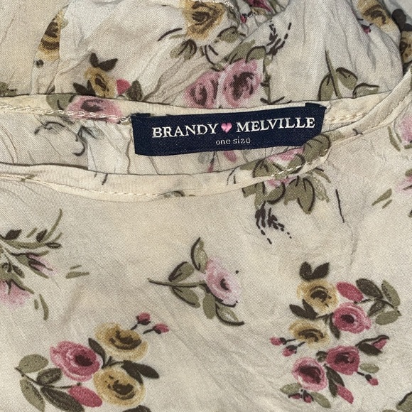 Brandy Melville Cream Floral Rose Print Tiered Ruffle Dress one size fits all - Picture 7 of 13